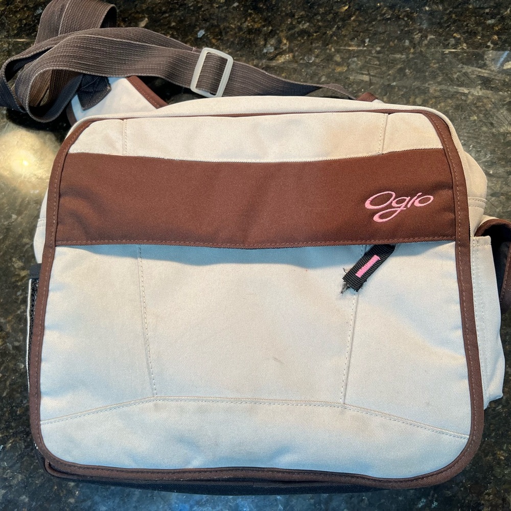 OGIO Cream and Brown Messenger Bag